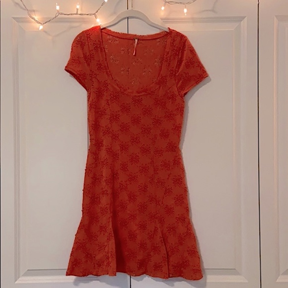 Free People Salmon Crochet Floral Dress